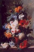 Jan van Huysum, Still Life of Flowers in a Vase on a Marble Ledge